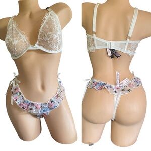 Victoria secret Elegant White Lace Lingerie Set 36DDD/M New with tags